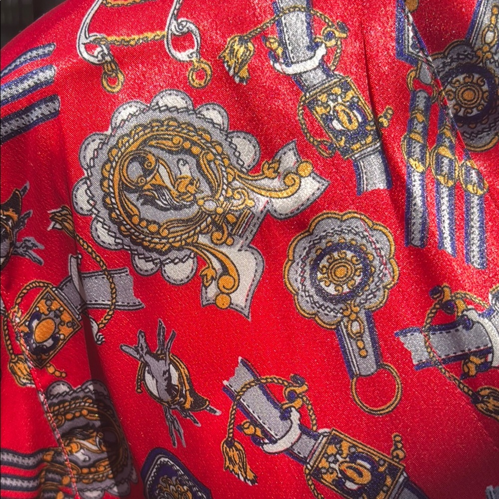 Vintage Red Patterned Blouse - image 4
